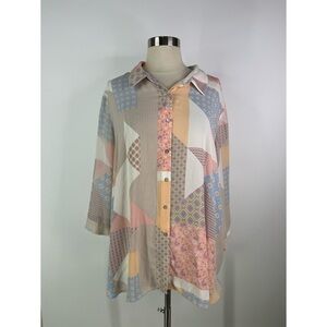 Rose + Olive Abstract Long Sleeve Button Down Shirt